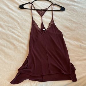 Maroon, Lace Tank, Size Small